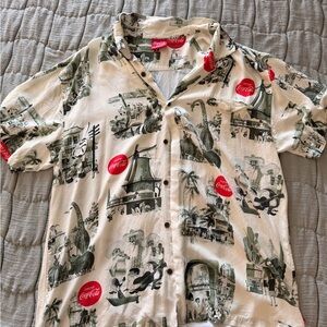 Coca Cola Men's White Graphic Button Down Shirt